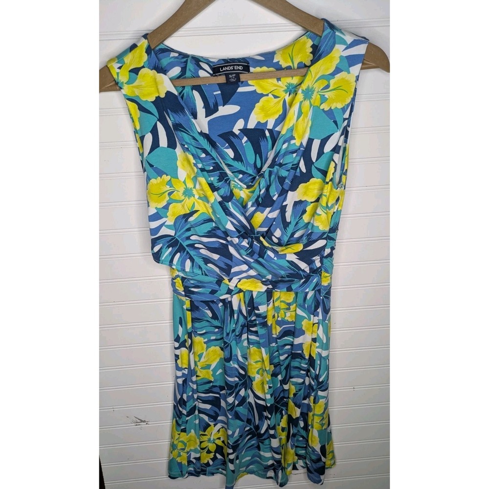 Lands End Womens Dress Fits 6-8 Stretchy Spring Summer Floral Tropical Resort - Picture 1 of 6